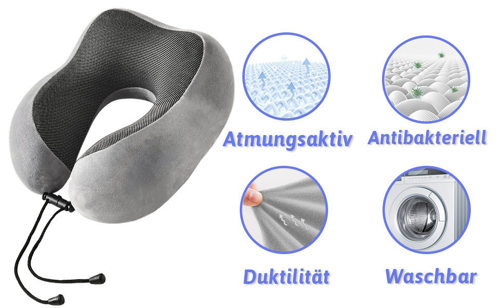 Подушка для шиї Poligono для подорожей: м'яка, комфортна, з піною з пам'яті, компактна, блакитна