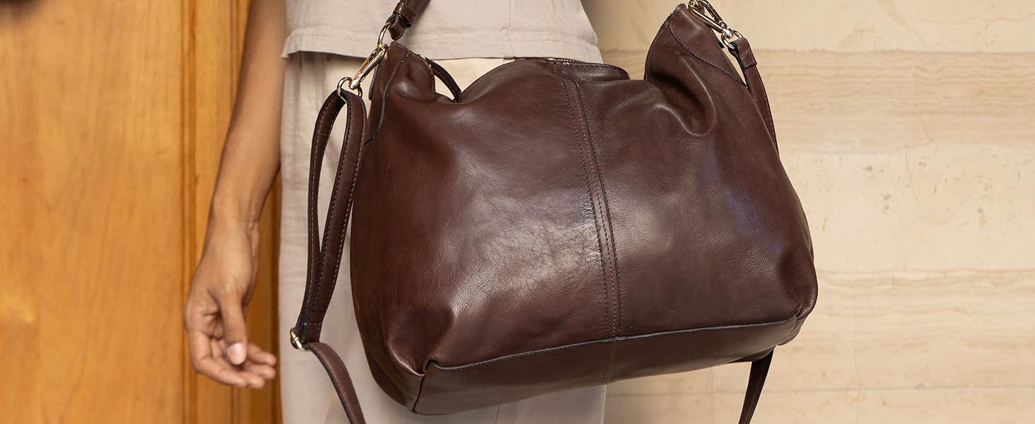 Сумка Gusti Shopper Leder Hannah - жіноча шкіряна сумка-шопер через плече (Каштановий)