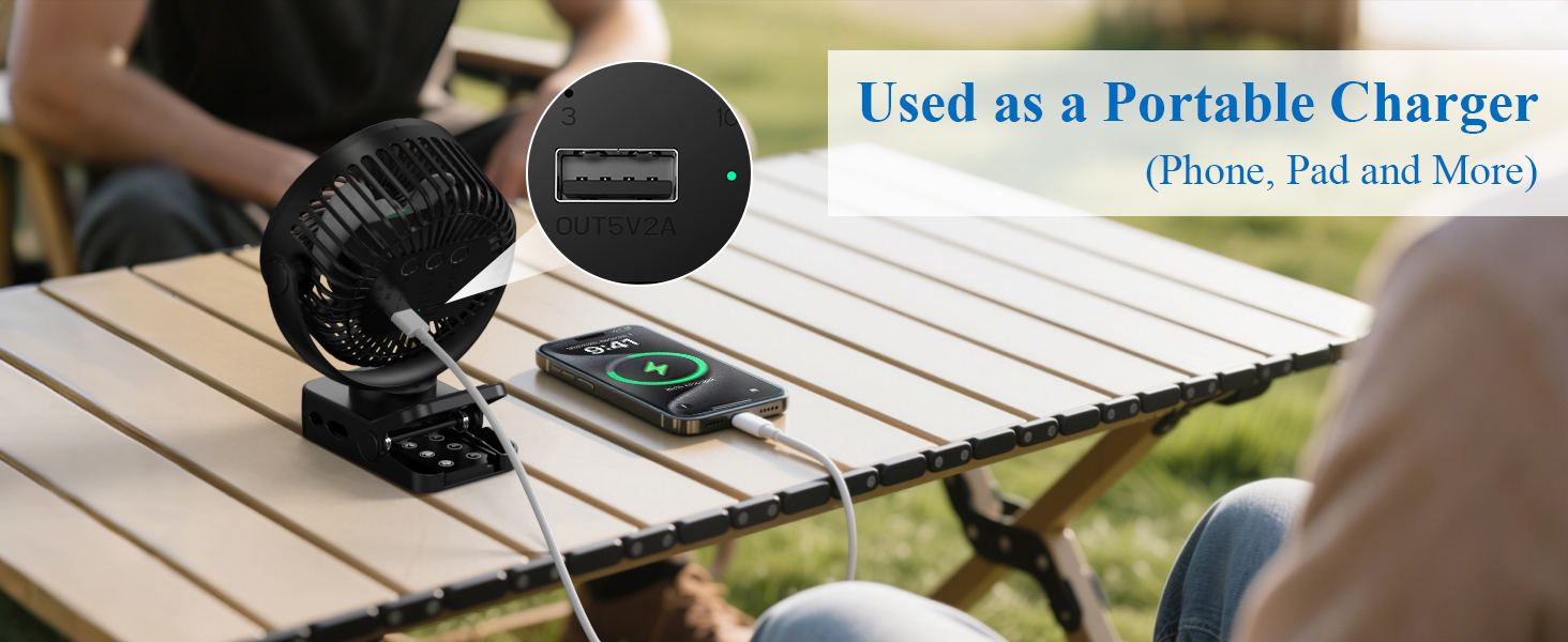 USB вентилятор настільний Minthouz тихий з акумулятором 12000mAh, портативний, з пульт, світло, таймер, 360° обертання, 3 режими, 45 годин роботи – для кемпінгу, офісу, дитячої коляски