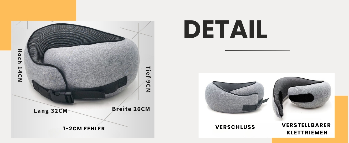 Подушка для подорожей Nappy Dreamjoy з Memory Foam, сірого кольору, для авто, поїздів та літаків, A3 H669-3