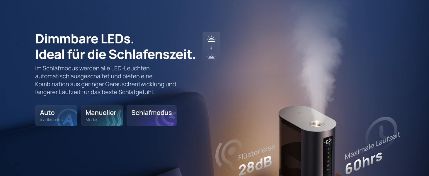 Dreo 6L Увлажнитель воздуха Smart для больших помещений с функцией аромадиффузора, теплый/холодный пар, сенсор влажности, Alexa, серебристый
