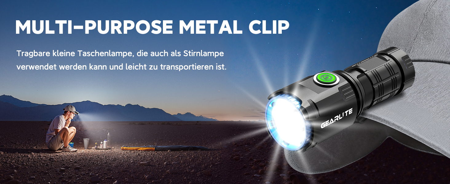 LED ліхтарик GEARLITE EDC Mini - 5000 люмен, 5 режимів, акумуляторний, IPX4, магнітна кришка