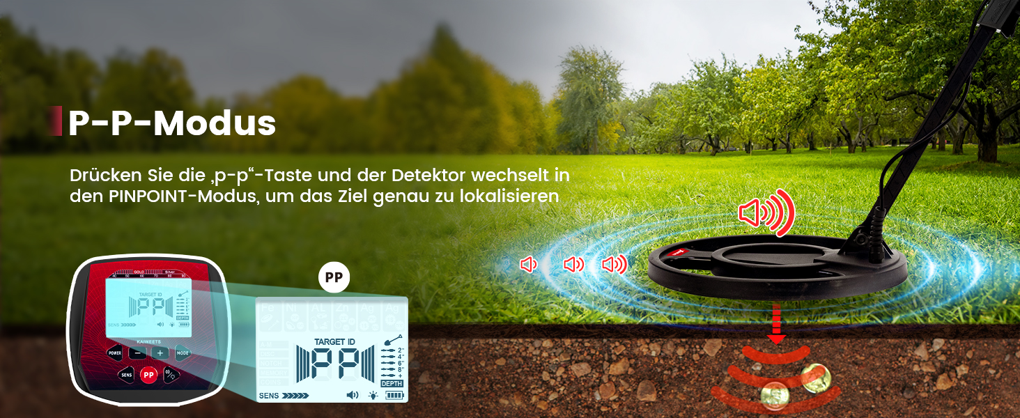 Металодетектор KAIWEETS Explorer X I 2025: 5 режимів, водонепроникний, з навушниками та лопаткою