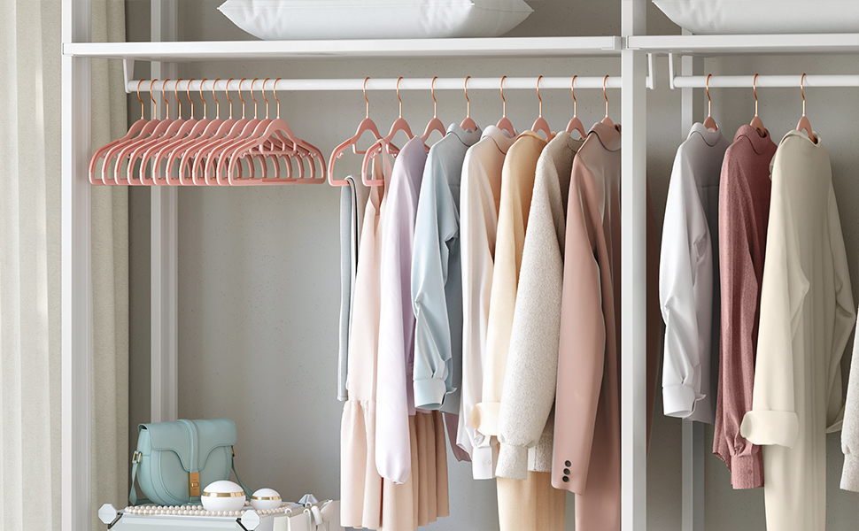 Набір вішалок SONGMICS 50 шт. з пластику, антиковзкі, компактні, 42 см, поворотний гачок 360°, сріблясті, біло-темно-сірі