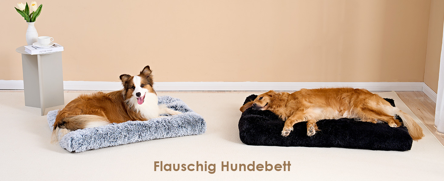 М'яке ліжко для собак EHEYCIGA, 60x45 см, сіре, з довгим плюшем, неслизьке, для маленьких собак