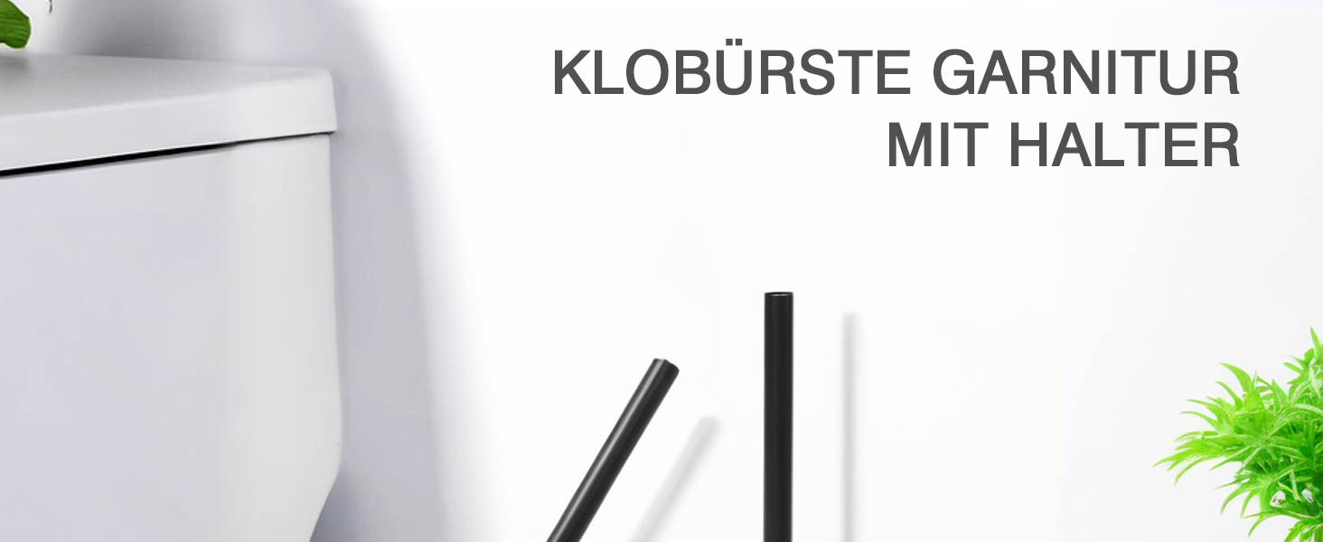 Набір для туалету Greelue: щітка для унітазу з дерев'яною ручкою та підставкою з нержавіючої сталі, чорний