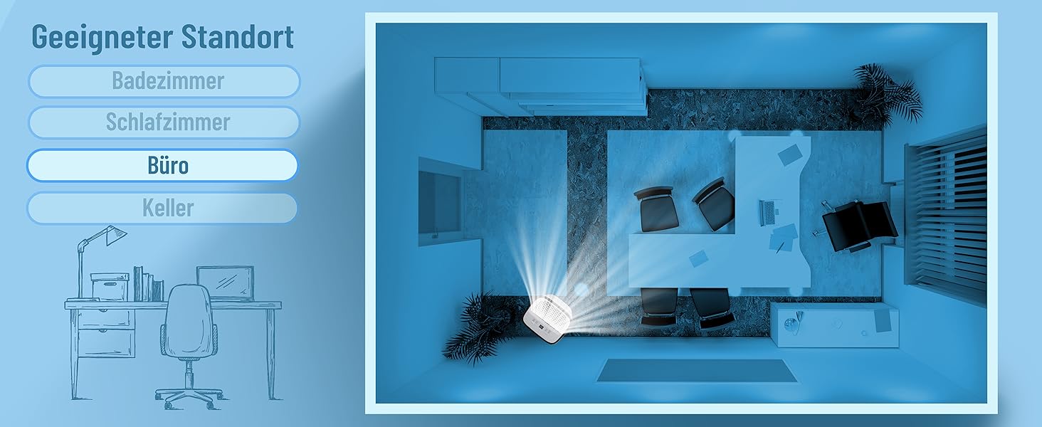 Noaton® DF 4212: Електричний осушувач повітря 13,2 л/24г з відводом, автовимкненням, тихий, для 45 м², таймер, бак 2,1 л, для квартири, підвалу