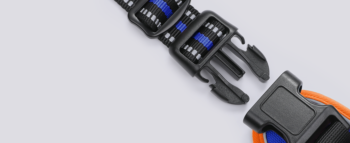 Нашийник для собак Rabbitgoo середнього розміру, анти-тяга, регульований, для великих собак, дихаючий, з світловідбиваючими смугами, безпечне керування, L (Синій+Помаранчевий, XS (1 шт.))