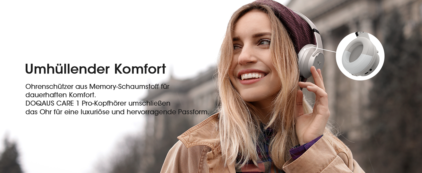 DOQAUS Бездротові навушники Over-Ear Bluetooth 5.3 з мікрофоном, 90 годин роботи, HiFi стерео звук, глибокі баси, сірий
