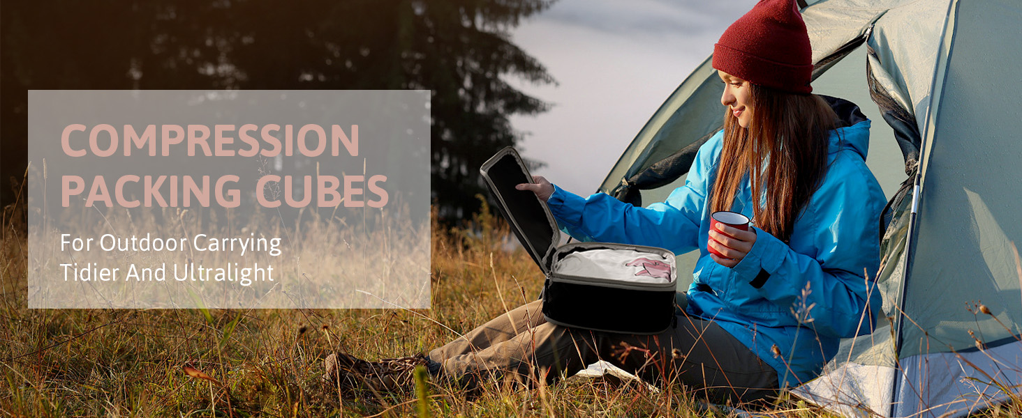 Набір кубиків-органайзерів для валізи Meowoo (4шт) - кубики-компресори, чорний