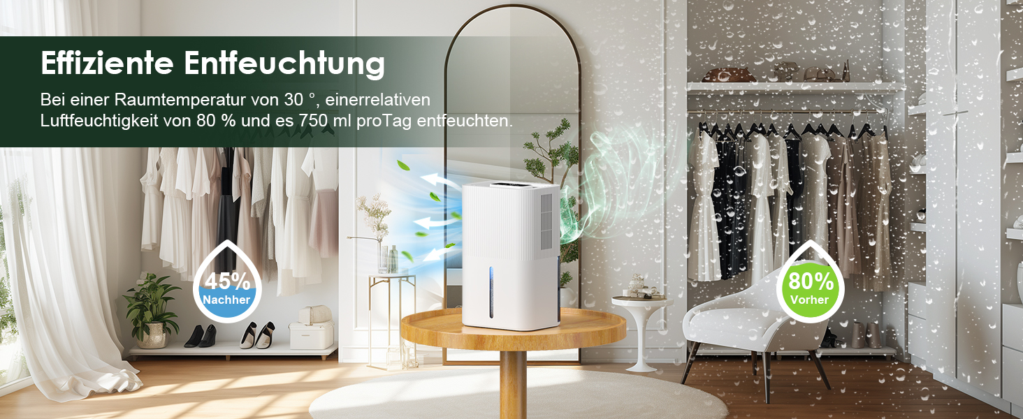 Електричний осушувач повітря 2700 мл з нічним світлом, таймером та автоматичним вимкненням - для дому, ванної кімнати, підвалу