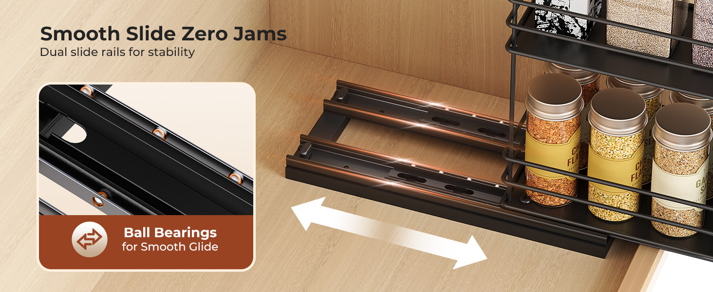 Організатор для спецій Orimade, висувна полиця для спецій, 3 шт., чорний