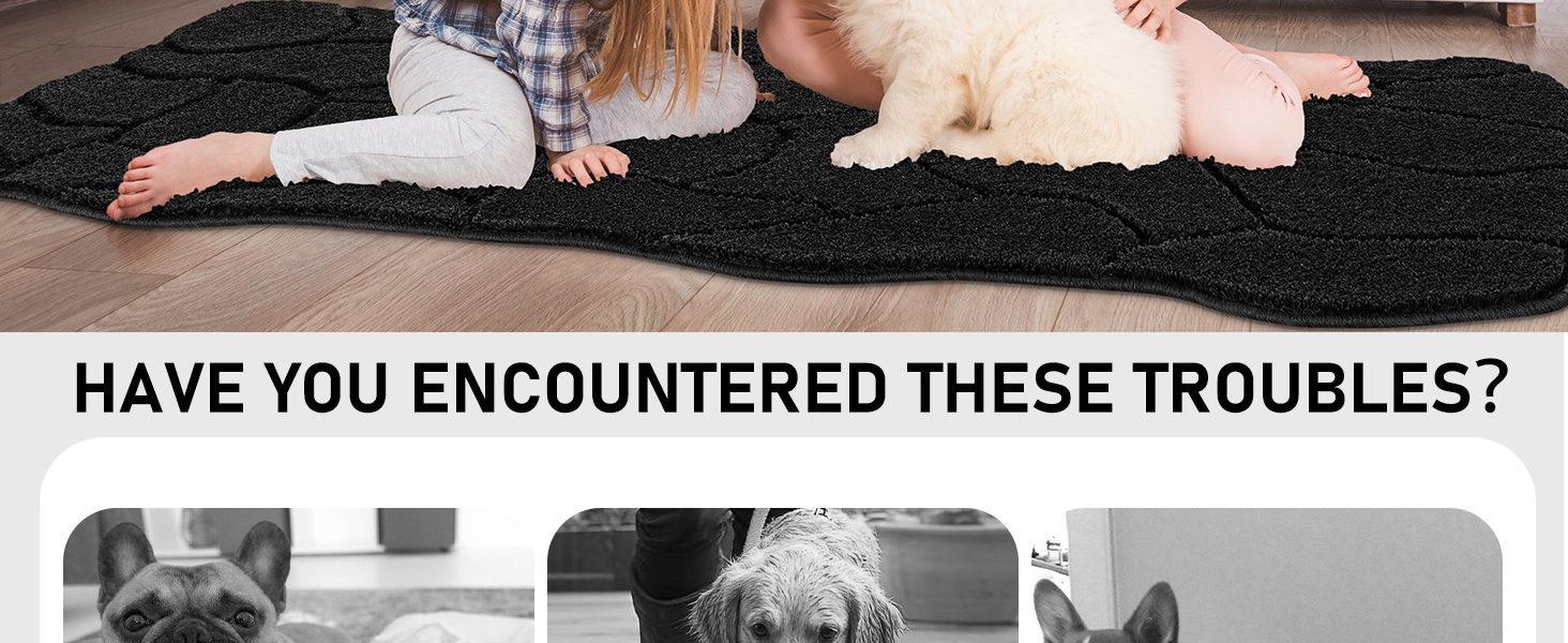 Килимок для дому 50x80 см, антиковзаючий, чорний, для входу, тераси, саду