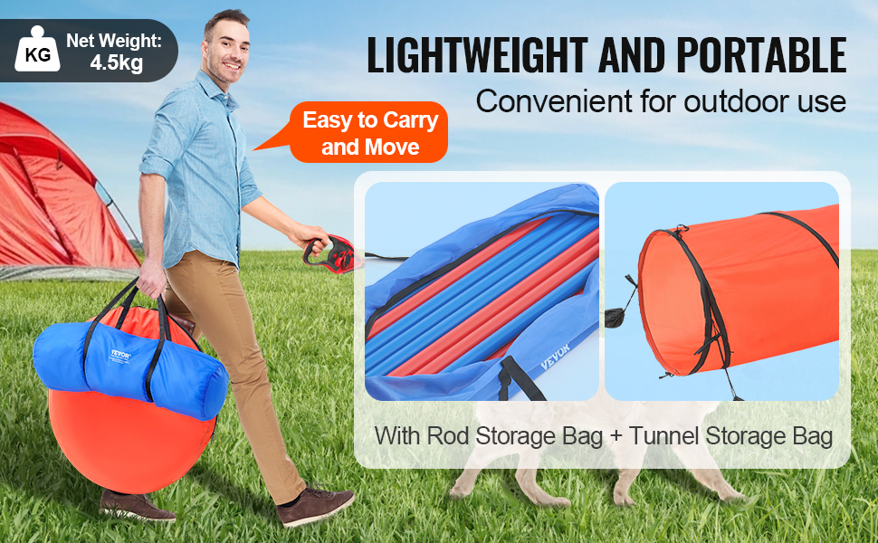 Набір для аджиліті для собак VEVOR: 5 елементів (перешкоди, тунель, кільце, коробка відпочинку, свисток, миска)