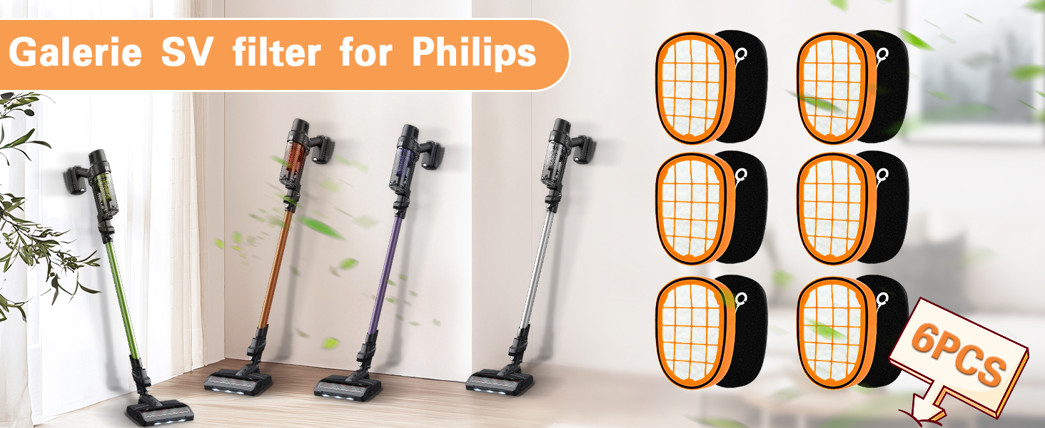 Набір фільтрів для акумуляторного пилососа Philips SpeedPro Max Aqua FC5005/01, 6 шт.