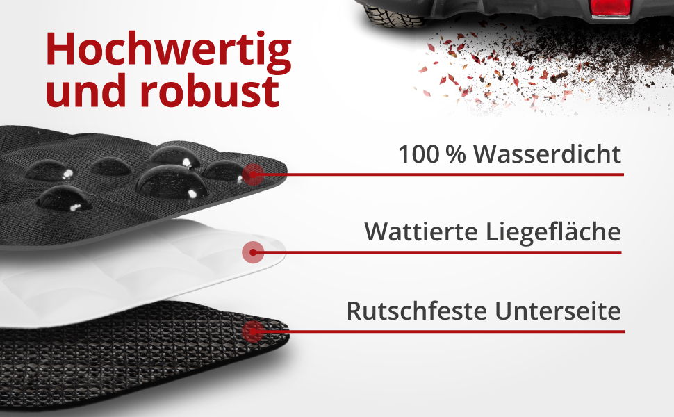 Walser Premium Автодеки для собак Rocky, 100% водонепроникна захисна накидка на заднє сидіння автомобіля з боковими захистами та оглядовим вікном, ідеальна для подорожей та транспортування малих та великих собак. Захист заднього сидіння автомобіля від бруду та подряпин.