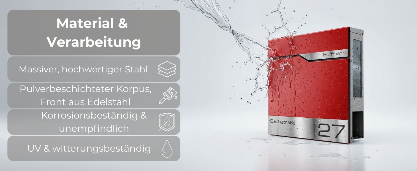 Поштовий ящик Metzler® з газетницею та іменним шильдиком з нержавіючої сталі V2A, стійкий до корозії, сучасний дизайн, 10 років гарантії на запчастини, монтаж та аксесуари Siebert (з оглядовим вікном, колір за RAL)