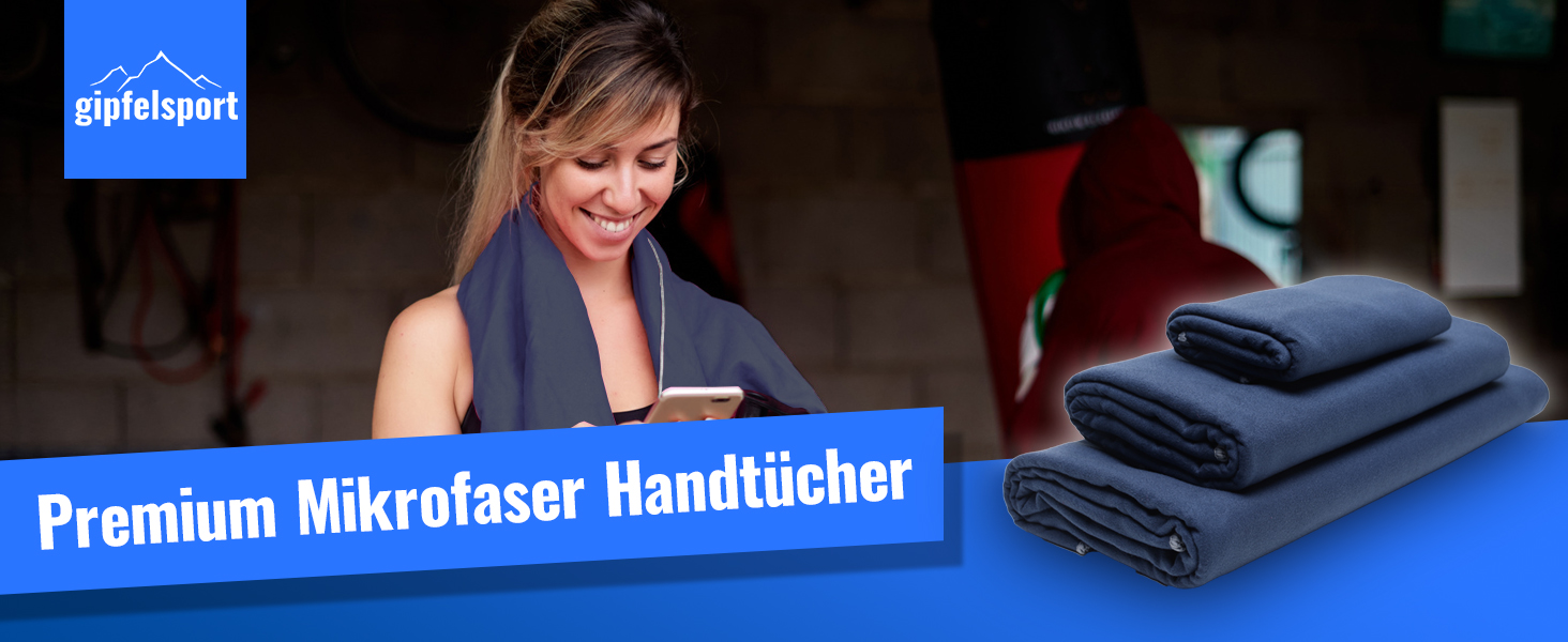 Набір мікрофібрових рушників Gipfelsport для сауни, фітнесу, спорту та пляжу (80x40 см, темно-синій)