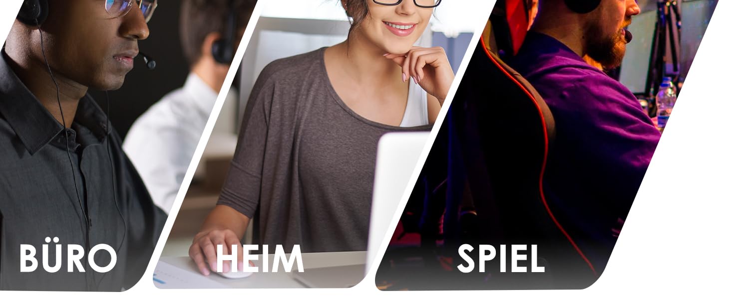 KTRIO Комплект з 3 килимків для миші, 275x215 мм, чорний, антиковзаюча гума, міцні шви, для комп'ютера, ноутбука, ПК