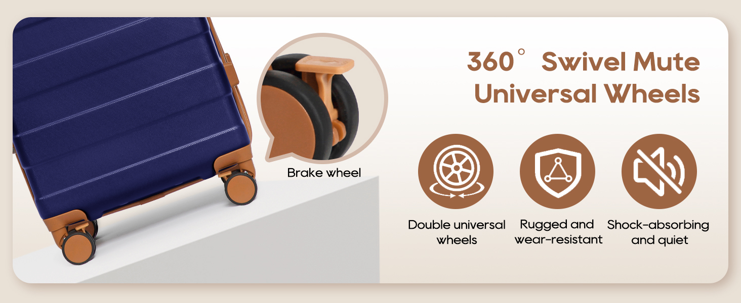 Набір валіз Imiomo 5шт з жорстким корпусом, 4 колеса, TSA-замок, відділення для ноутбука (Морська синя)