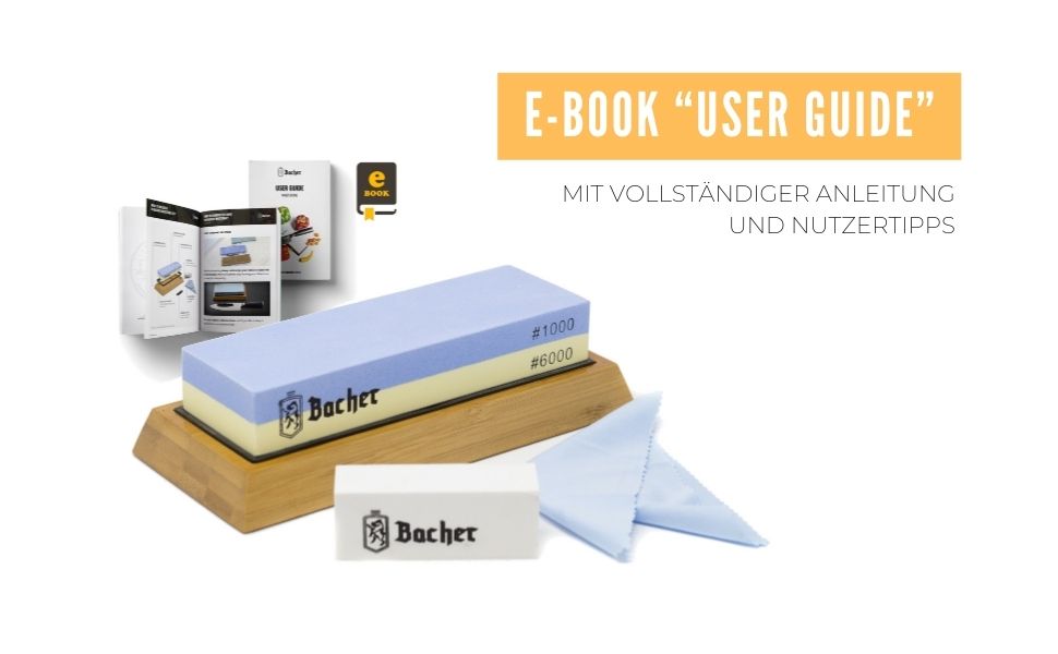 Набір точильних каменів Bacher Premium Schleifstein 400/1000: точило, сталевий шліф, з інструкцією та лапстином