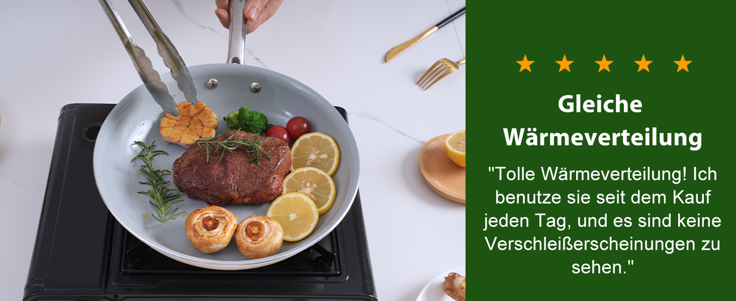 Набір сковорідок з керамічним покриттям 20, 24, 28 см - антипригарні, для індукційних плит, без PTFE, PFOA, PFOAS