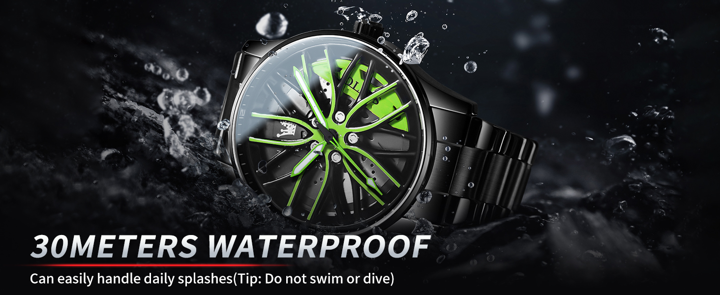 Чоловічий годинник OLEVS Quartz (9937 Blau) — Спортивний сталевий годинник з дизайном автоколеса, водонепроникний, з підсвічуванням циферблата