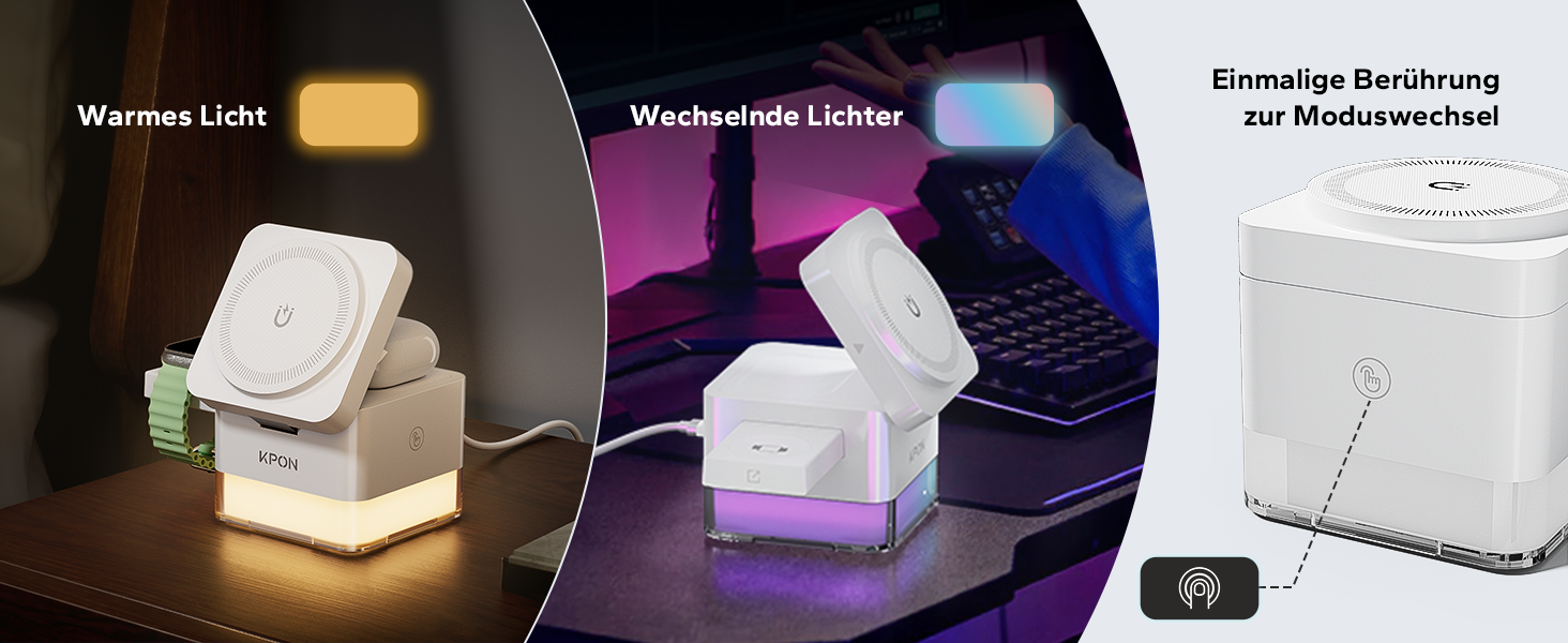 База для зарядки Apple Watch та iPhone MagSafe 3-в-1, куб сірого кольору, сумісна з iPhone 17/16/15/14/13/12/Air/Pro Max, Apple Watch 11/10/9, AirPods