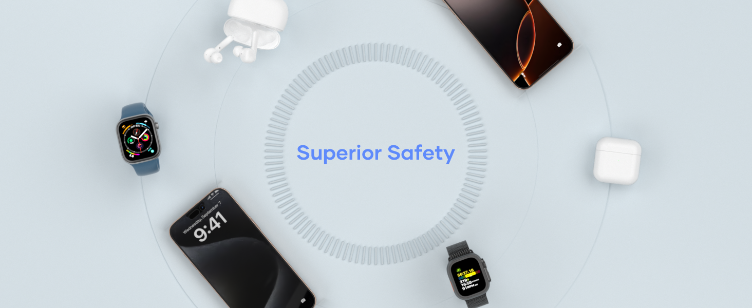 3-в-1 Індукційна Зарядка для iPhone, AirPods та Apple Watch (15W, чорний)