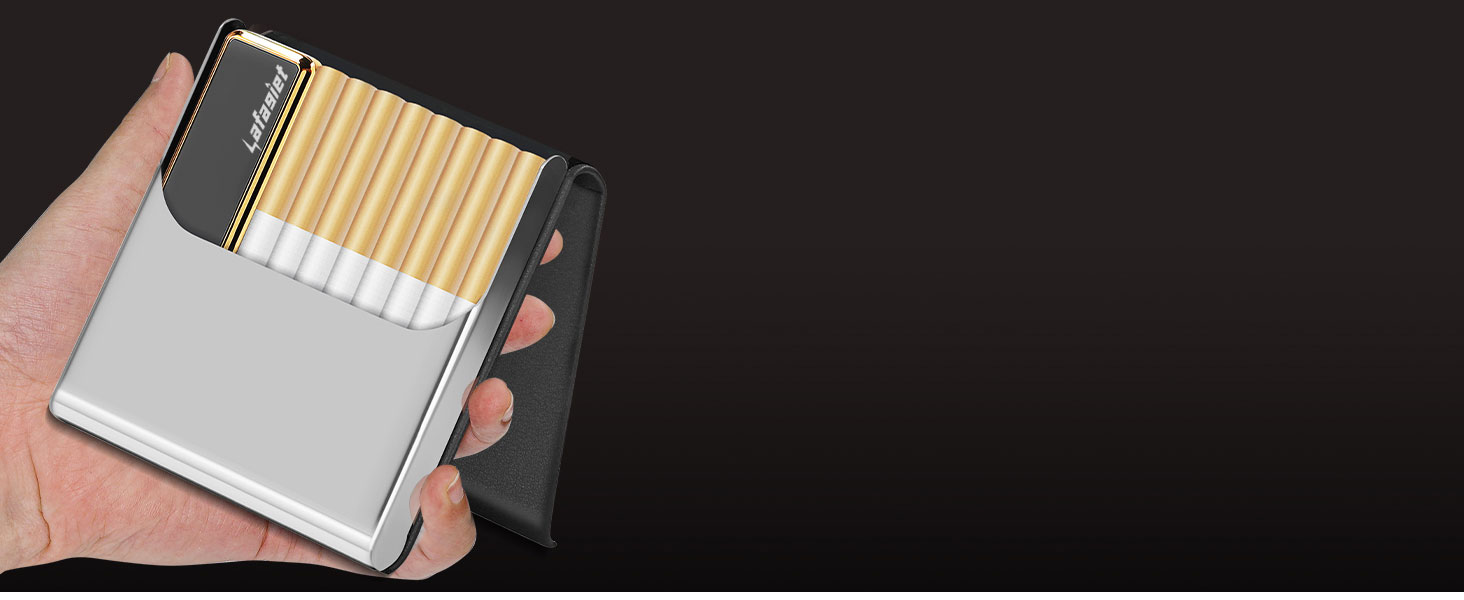 Чохол для сигарет Lafagiet з запальничкою для 84мм Regular King Size, ультратонкий, шкіряний, для чоловіків, бізнес, подарунок