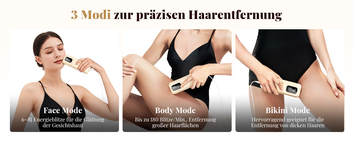 Пристрій для епіляції IPL Laser - Безболійний пристрій для видалення волосся IPL з 9 рівнями інтенсивності, 999,900 світлових імпульсів для дому, тіла, обличчя, зони бікіні та пахв (Бежевий)