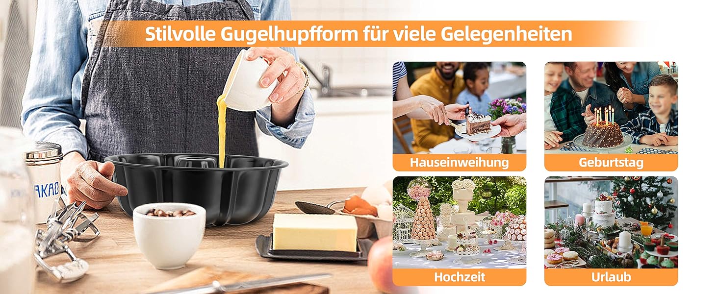 Форма для кексів Onader, карбонова сталь з антипригарним покриттям, 25,5 см, кругла, для випікання кексів, хліба, здоби, легко миється (чорна)