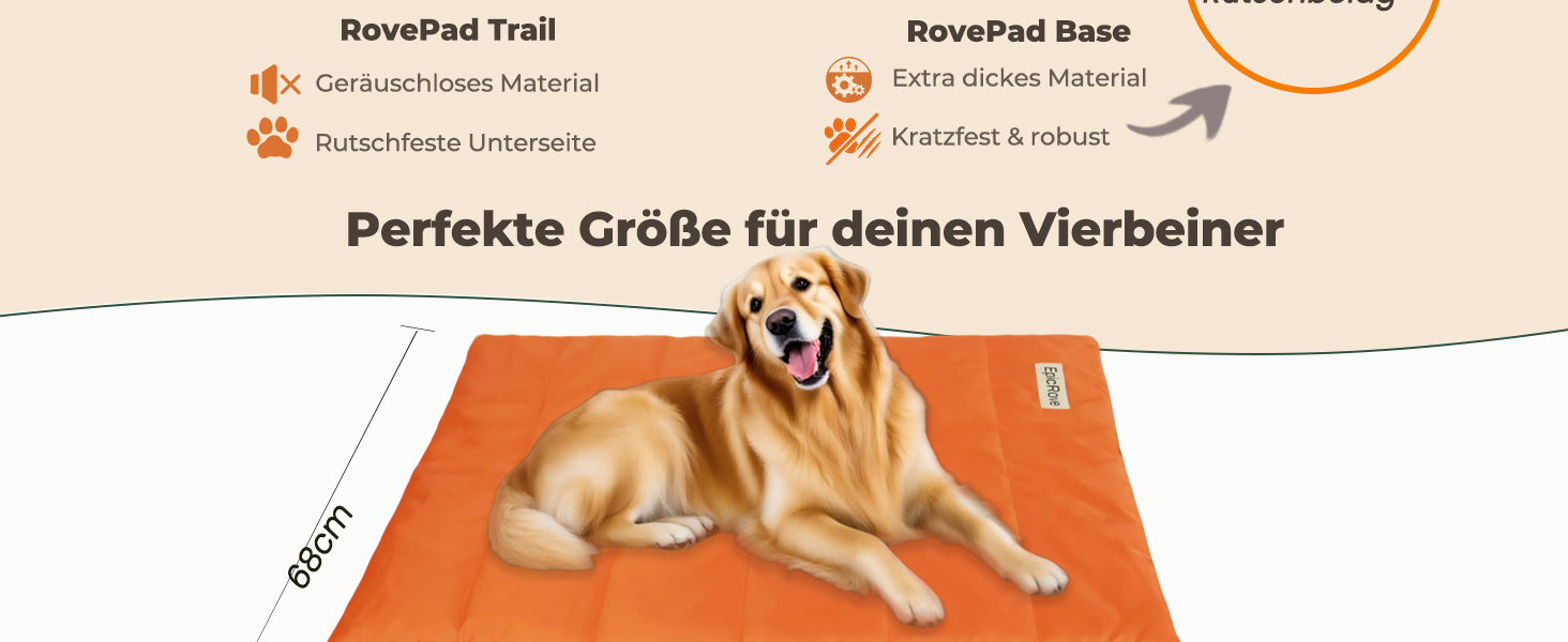 Водонепроникний килимок для собак RovePad Base 110x68 см – неслизький, миючий, стійкий до подряпин, для великих собак та котів, для подорожей та кемпінгу