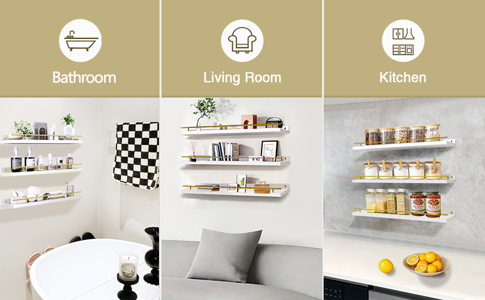 Настінна полиця Wandregal Holz, 3 шт. - полиці для кухні, вітальні, спальні, офісу, ванної кімнати. Полиця для книг та декоративних речей.