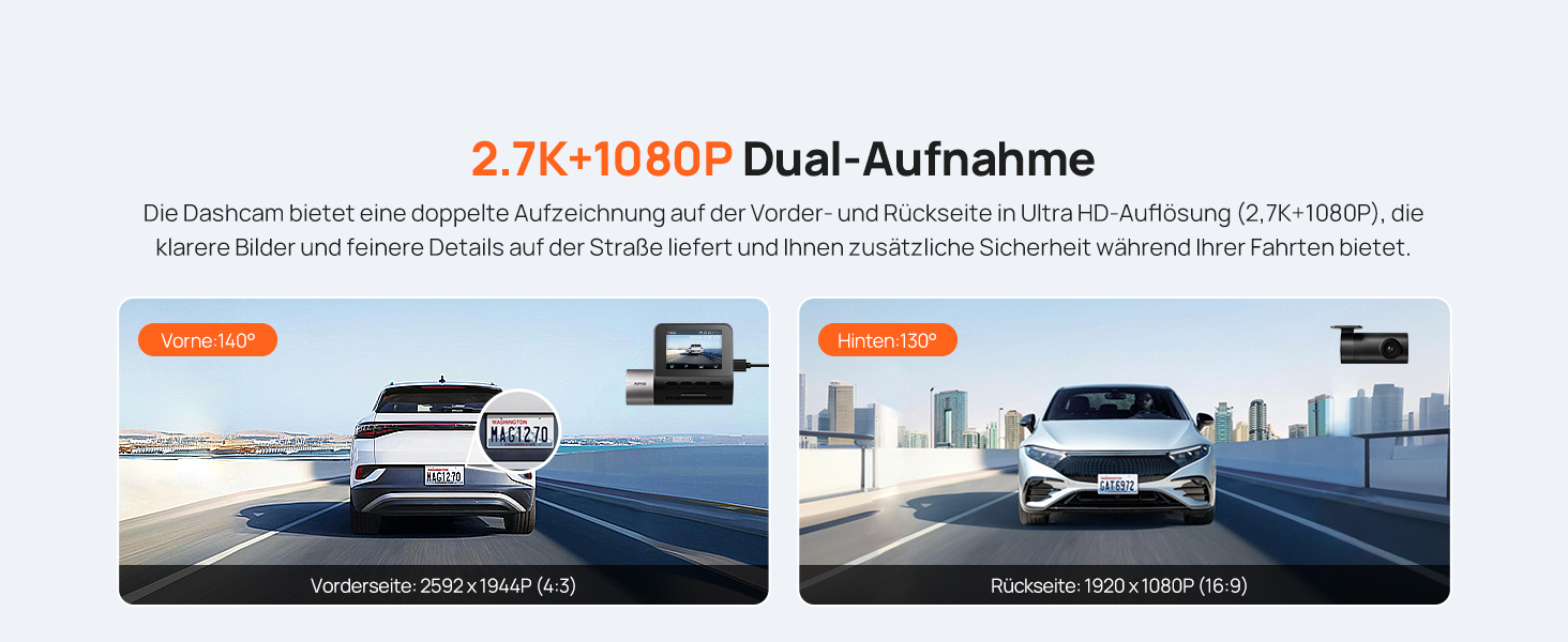 Відеореєстратор 70mai Dashcam A510 (передній+задній) 2.7K+1080P STARVIS, HDR, GPS, ADAS, 4G LTE, паркувальний режим, керування через додаток, 64GB SD карта