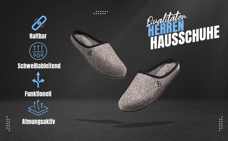 Чоловічі фетрові тапочки ESTRO - теплі зимові халапи для дому, сірий колір, розмір EU 45, широка форма