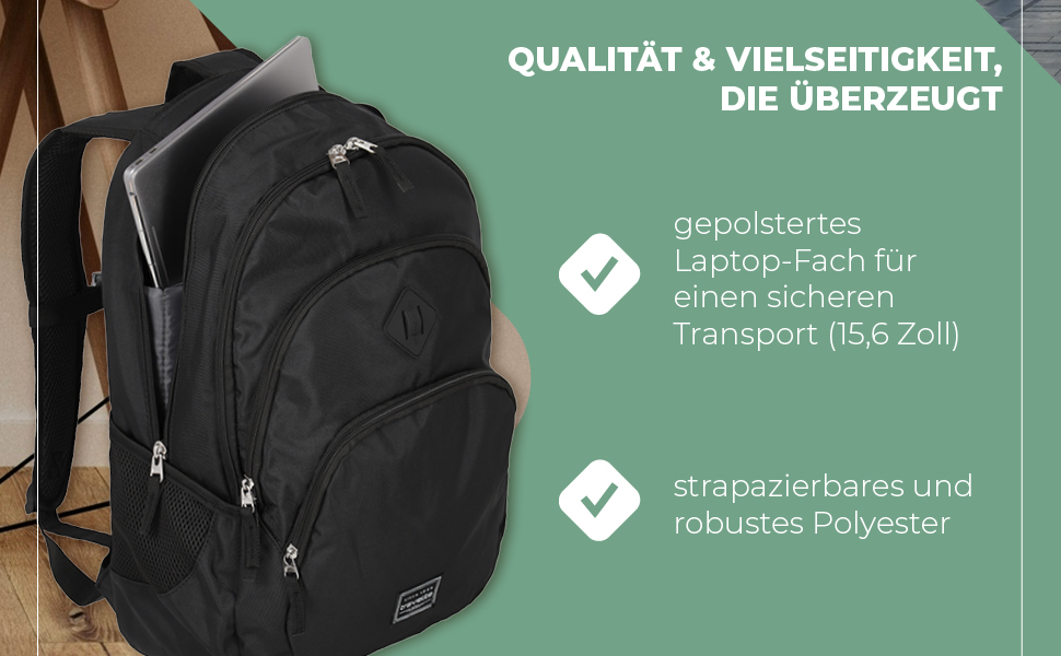 Рюкзак для ручної поклажі Travelite BASICS 22 л, 15,6'' для ноутбука, чорний, міський деньпак з багатьма відділеннями, 45 см