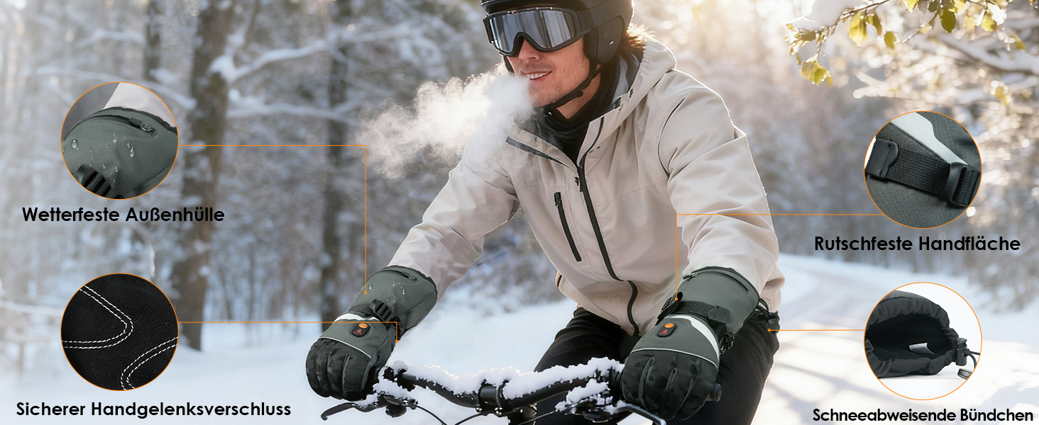 Обогрівані рукавички Minthouz W11 для чоловіків та жінок, 7.4V, 3 режими нагріву, водонепроникні, з підтримкою сенсорного екрану, для роботи на відкритому повітрі, велоспорту та катання на лижах, XL