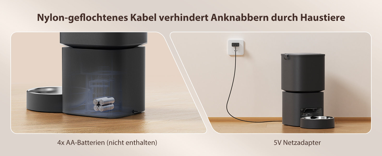 Автомат для годування котів та собак, 5л, інтелектуальний, програмований, білий/чорний