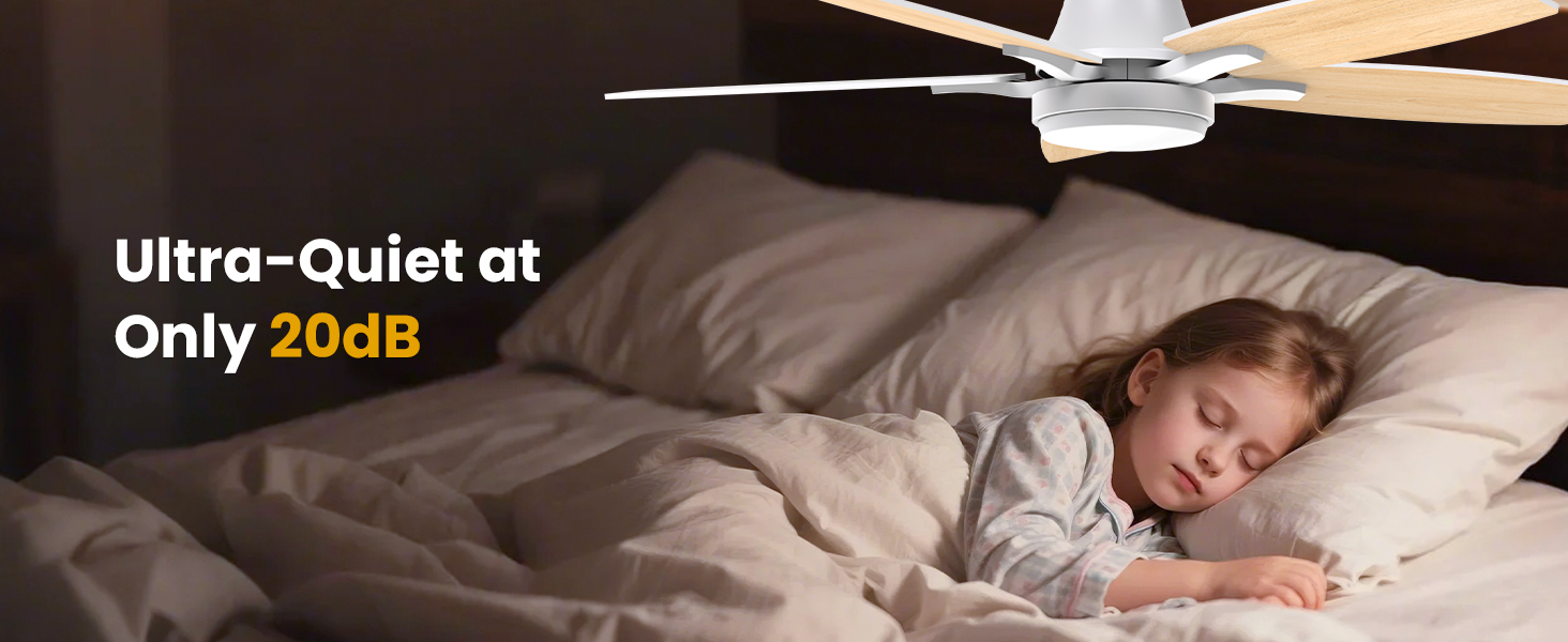 106 см стельовий вентилятор з підсвічуванням та двосторонніми лопатями, тихий вентилятор з LED-лампою та пультом дистанційного керування для спальні/вітальні, DC мотор, колір - світле дерево