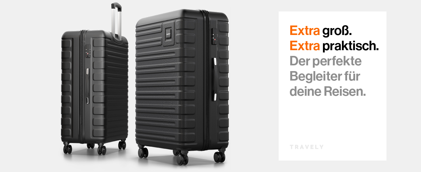 Чемодан туристичний великий 77см, 100л, з TSA замком та плавними колесами | Travely