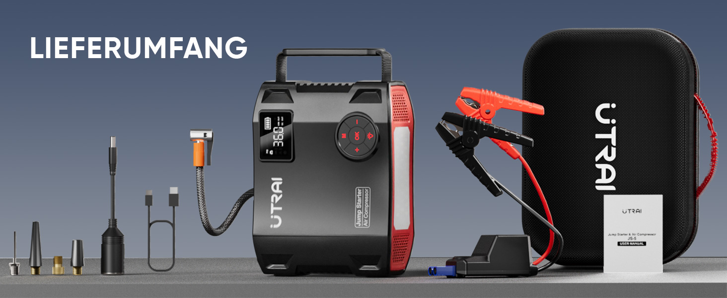 UTRAI 7000A Powerbank для запуску авто: 27000mAh, компресор, LED ліхтарик 1600 лм, QC3.0, 160W DC, для бензинових та дизельних двигунів (12L)