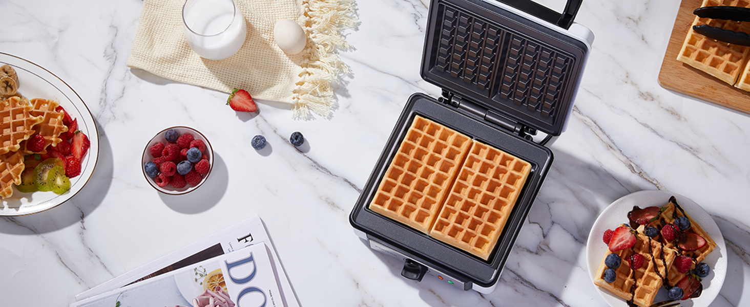 Електричний вафельниця FOHERE 2 шт. | 1200 Вт | Вафельниця, гриль для сендвічів, тостер | Антипригарне покриття