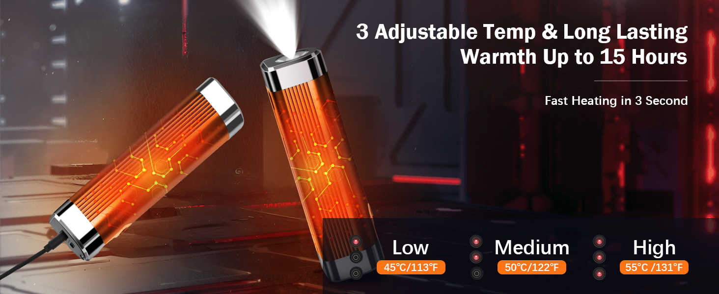 Електричний грілка для рук 2 шт., 10000mAh, USB, 3 рівні нагріву, чорний - для жінок, чоловіків, сім'ї, кемпінгу