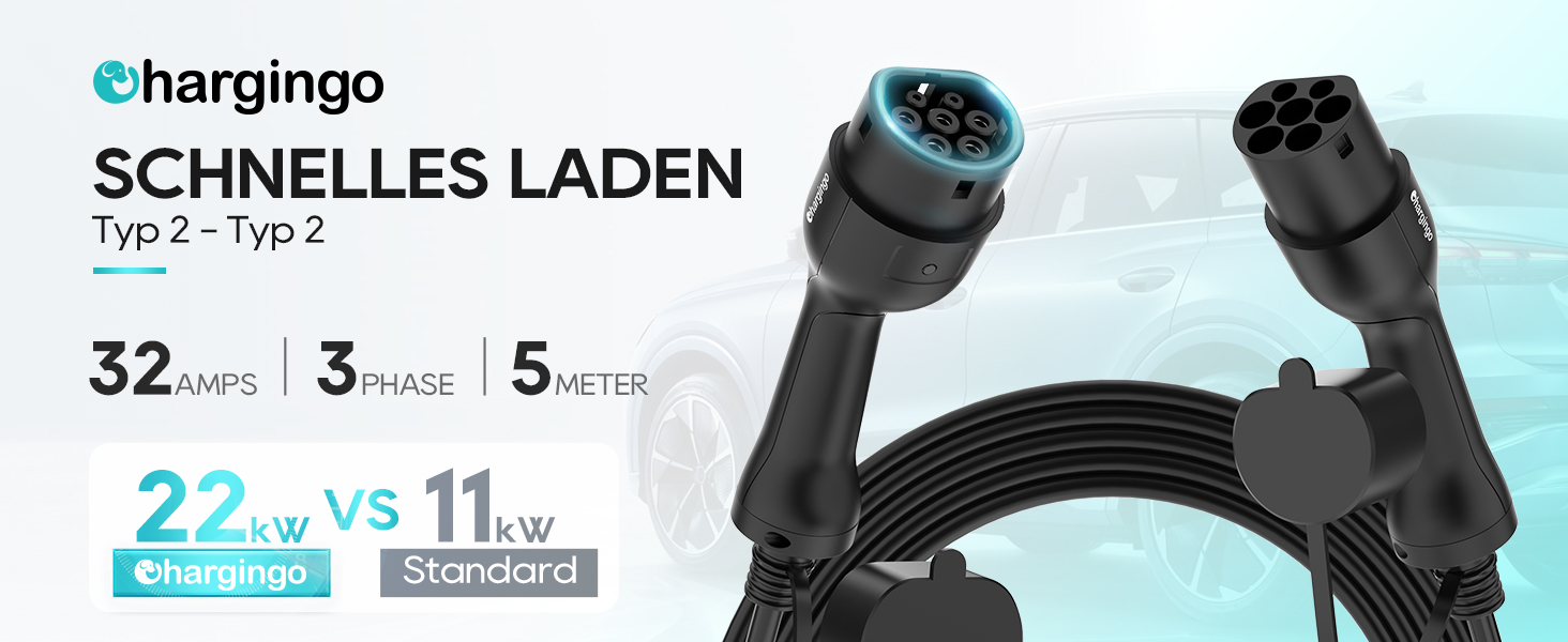 Портативний зарядний пристрій для електромобілів Type 2 (IEC 62196-2) з LCD-дисплеєм, 3.68kW, 6-16A, 5м, IP65, 16A, 22kW, чорний