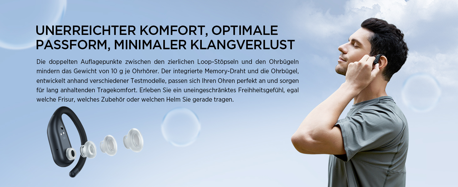 1MORE Fit S50: Бездротові навушники-вкладки для спорту з мікрофоном, Bluetooth 5.3, ENC шумозаглушення, IPX7, 38 годин роботи, швидка зарядка (Чорний)