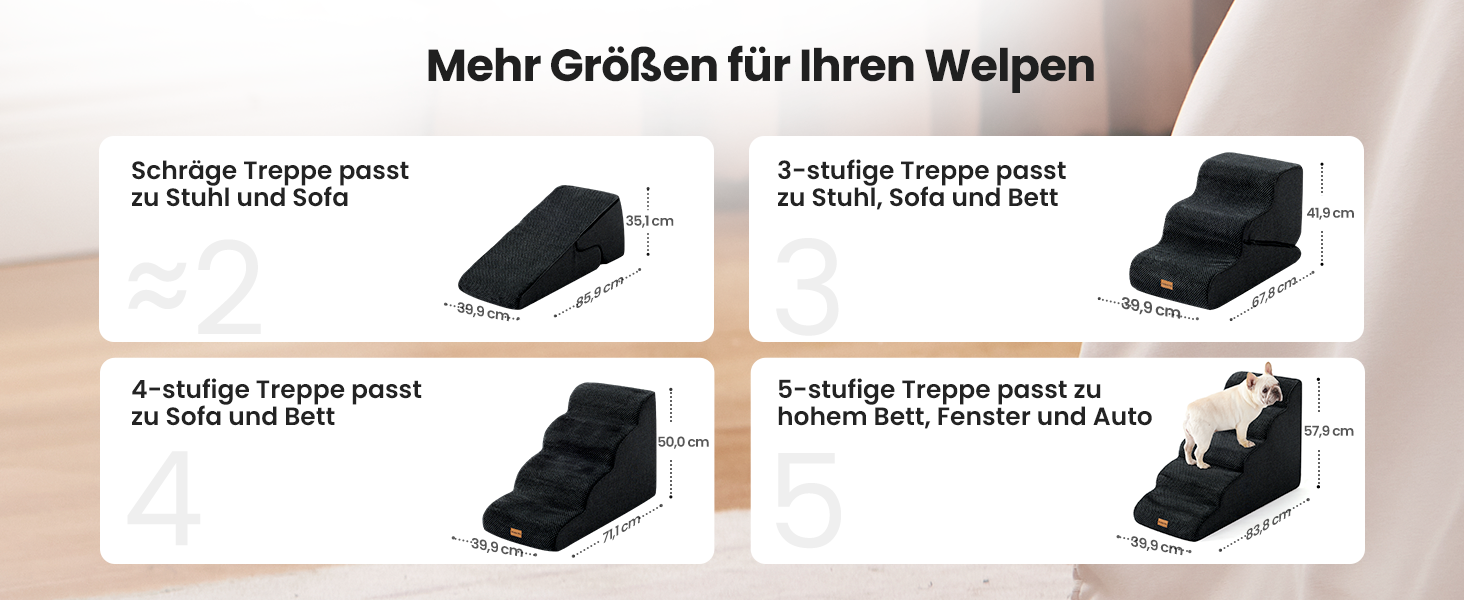 Сходинка для собак Gardner Pet - 3 сходинки, 35/42 см, з водонепроникним покриттям, для ліжка, дивану, крісла