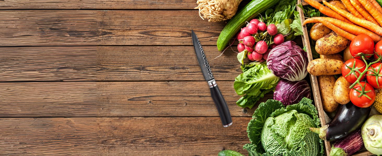 Wakoli EBO Преміум Дамаст універсальний ніж з лезом 12 см, виготовлений з 67 шарів справжнього дамастської сталі та чорного дубового дерева | Ніж Дамаст, кухонний ніж, професійний кухарський ніж