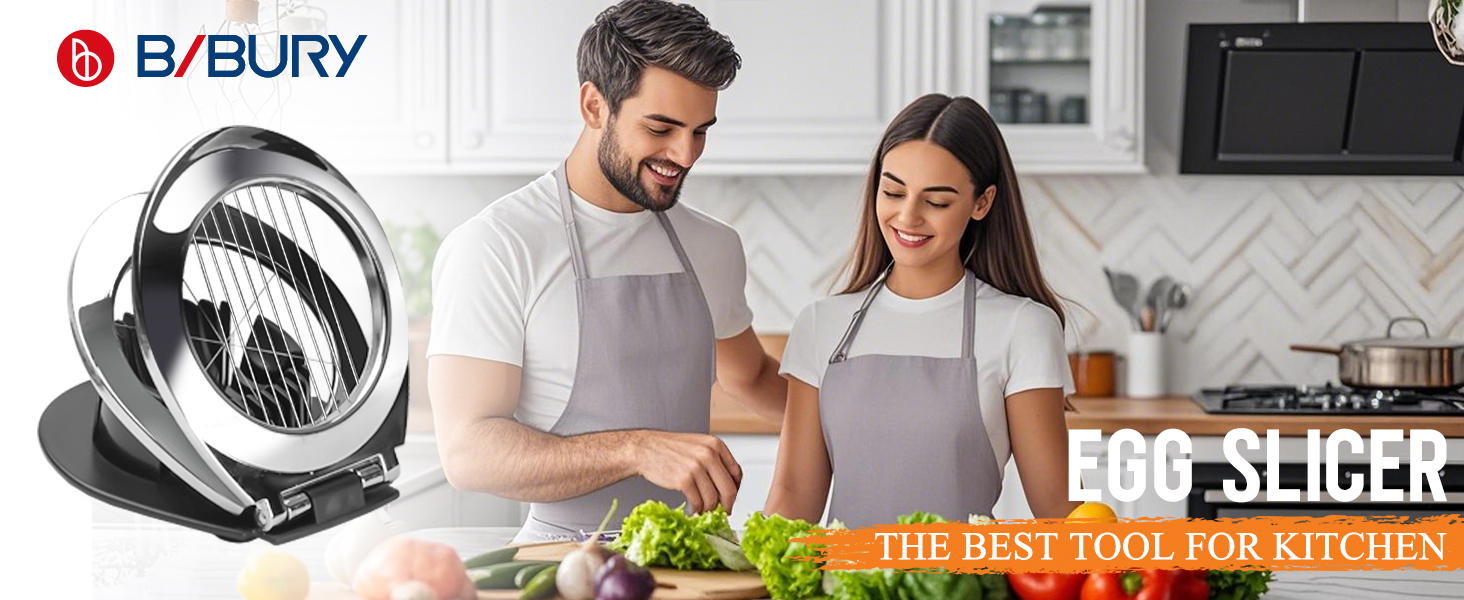 Ніж для яєць BIBURY з нержавіючої сталі 2-в-1, професійний слайсер для яєць, грибів, м'яких фруктів (безпечний для миття у посудомийній машині)