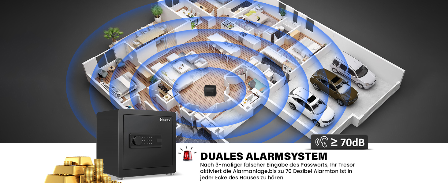 Сейф Kavey Safe Tresor: цифровий замок, подвійний захист, LED-освітлення, 40L